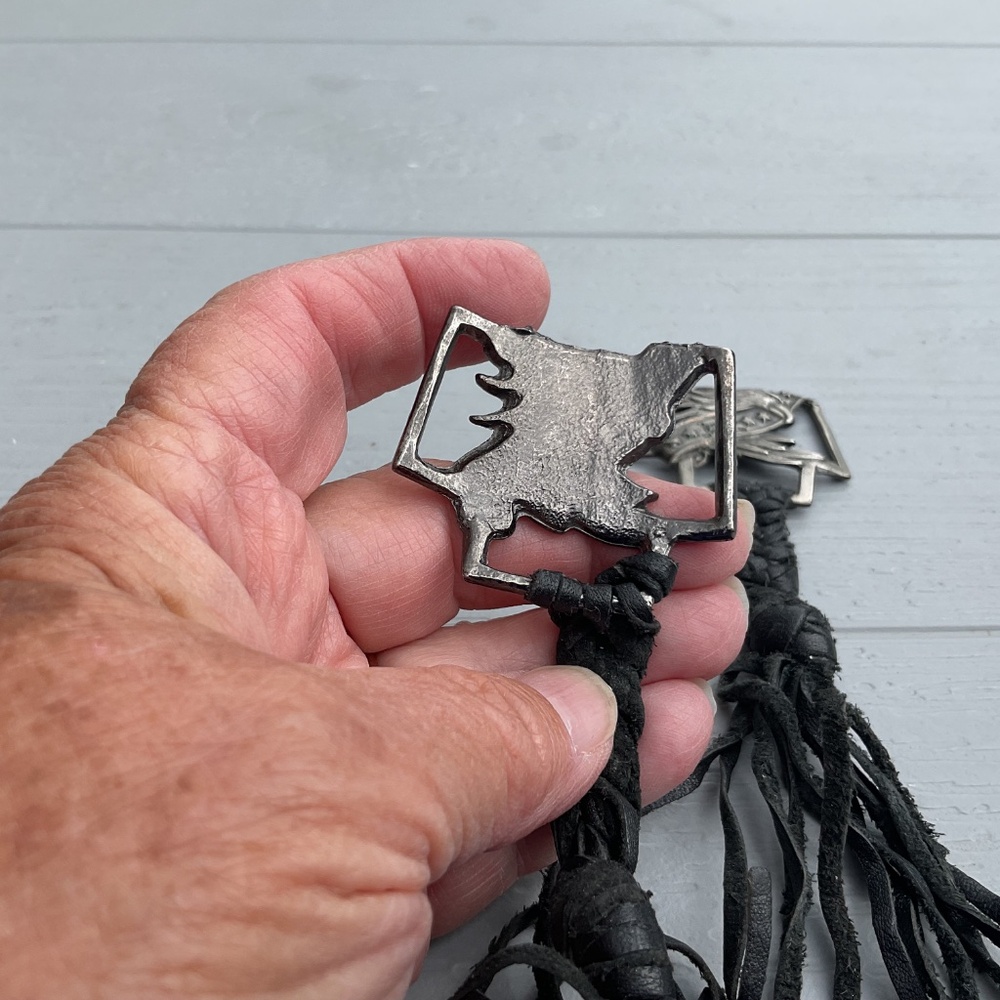 Zodiac USA boot tassels vintage 1980’s brass black leather - Picture 3 of 9